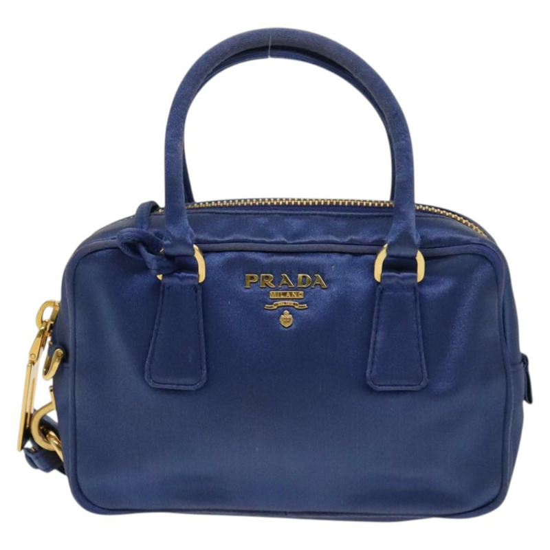 【日本直送】PRADA 手提包 緞面 2 向 藍色 金色 正品 130351-12