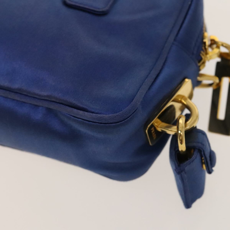 【日本直送】PRADA 手提包 緞面 2 向 藍色 金色 正品 130351-15