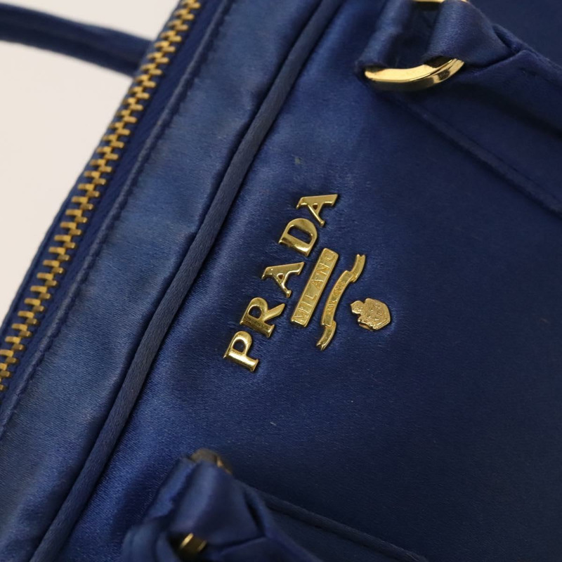 【日本直送】PRADA 手提包 緞面 2 向 藍色 金色 正品 130351-18