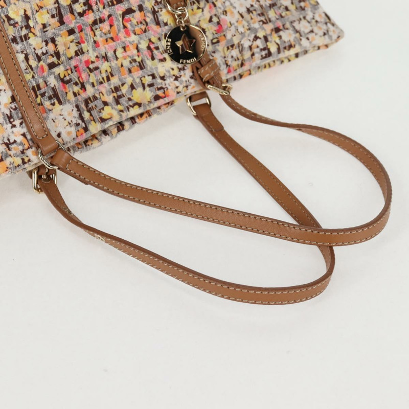【日本直送】FENDI Zucchino 帆布手提包 米色金色 正品 122885V-6