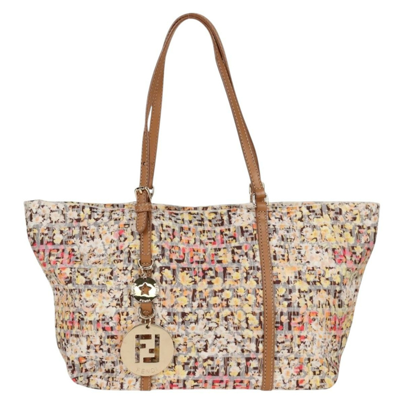 【日本直送】FENDI Zucchino 帆布手提包 米色金色 正品 122885V-12