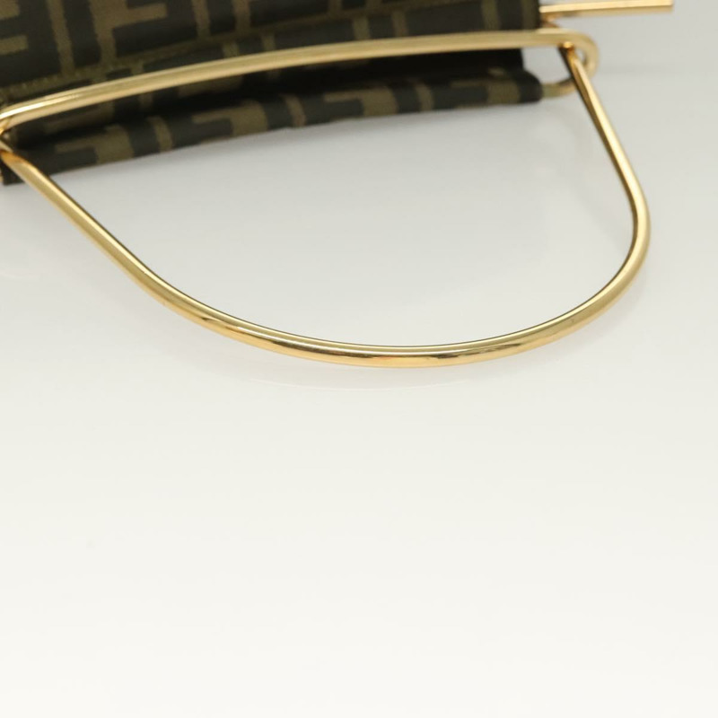 【日本直送】FENDI Zucca 帆布金屬手提包 黑色 棕金色 正品 132951-7