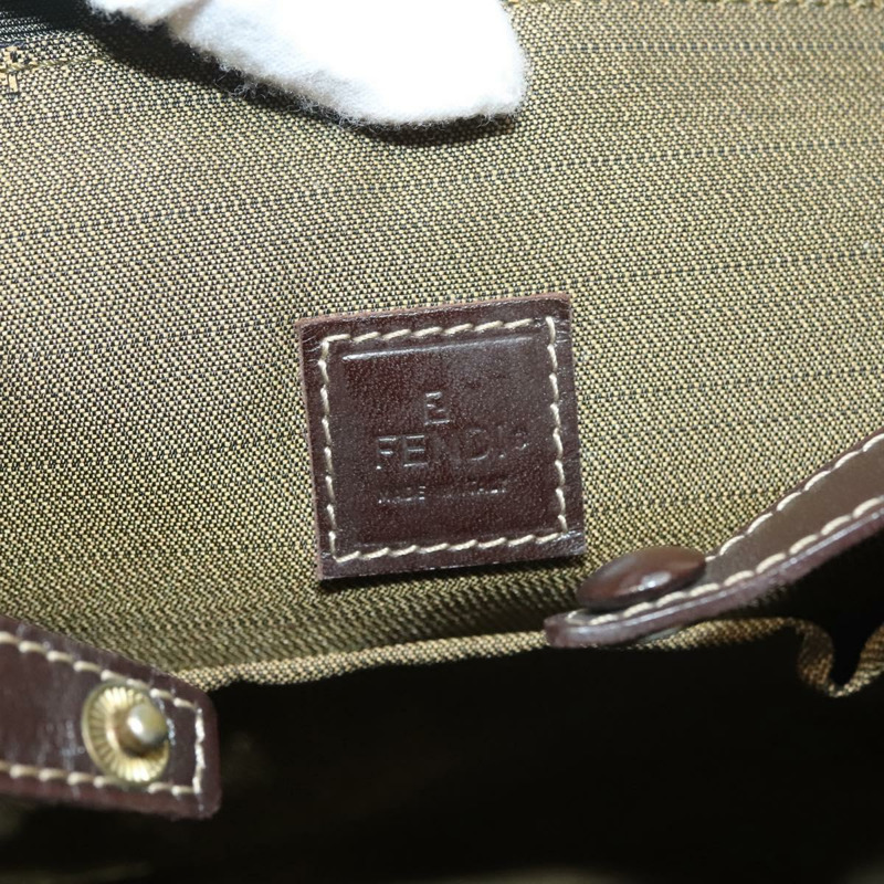 【日本直送】FENDI Zucca 帆布金屬手提包 黑色 棕金色 正品 132951-16