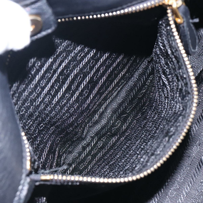 【日本直送】PRADA 緞帶手提包 皮革 黑金色 正品 yk18879-20