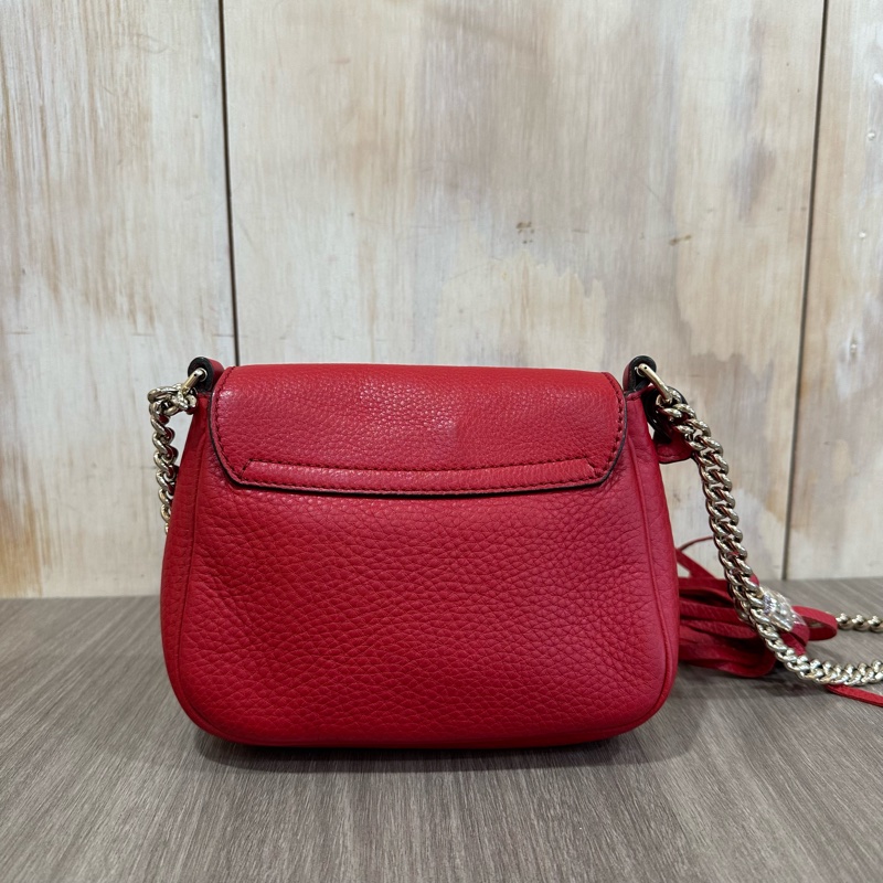 Gucci 323190 紅色牛皮流蘇斜背包 SoHo-3