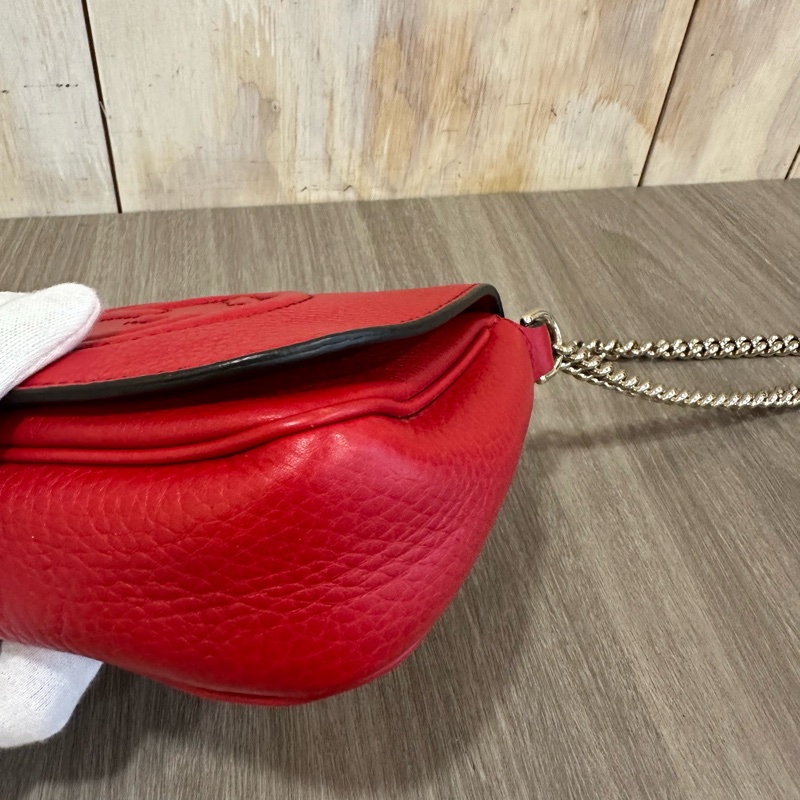 Gucci 323190 紅色牛皮流蘇斜背包 SoHo-7