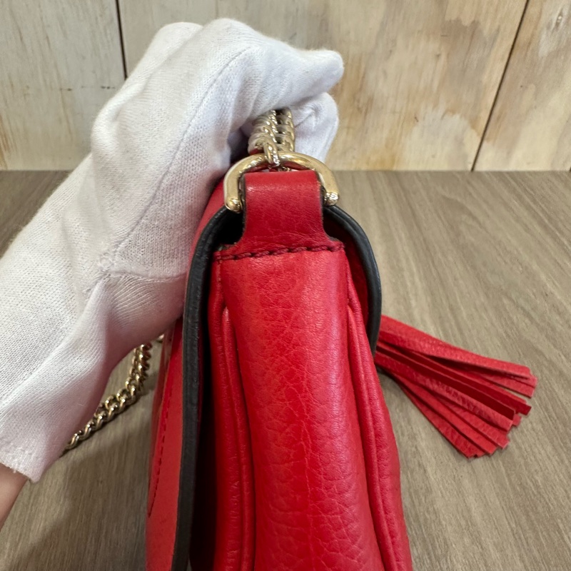 Gucci 323190 紅色牛皮流蘇斜背包 SoHo-13