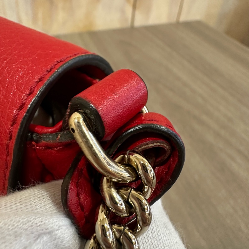 Gucci 323190 紅色牛皮流蘇斜背包 SoHo-17