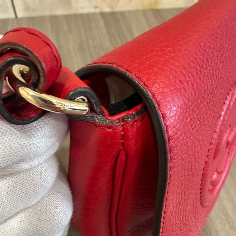 Gucci 323190 紅色牛皮流蘇斜背包 SoHo-18