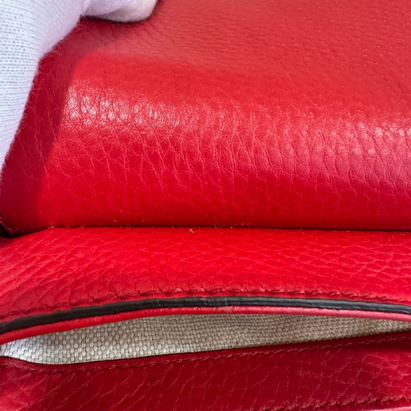 Gucci 323190 紅色牛皮流蘇斜背包 SoHo-23