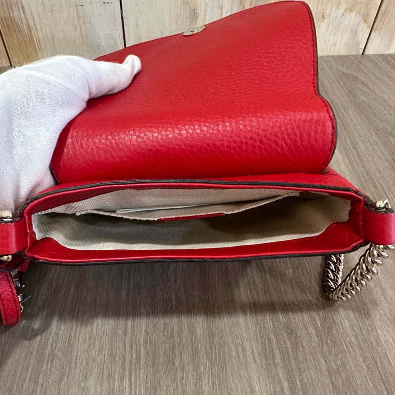 Gucci 323190 紅色牛皮流蘇斜背包 SoHo-25
