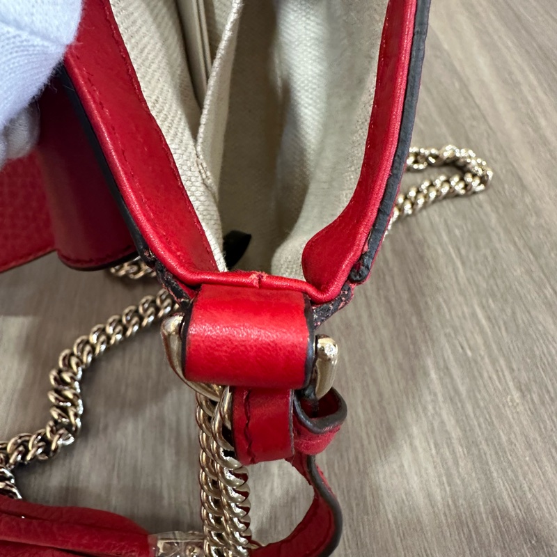 Gucci 323190 紅色牛皮流蘇斜背包 SoHo-31