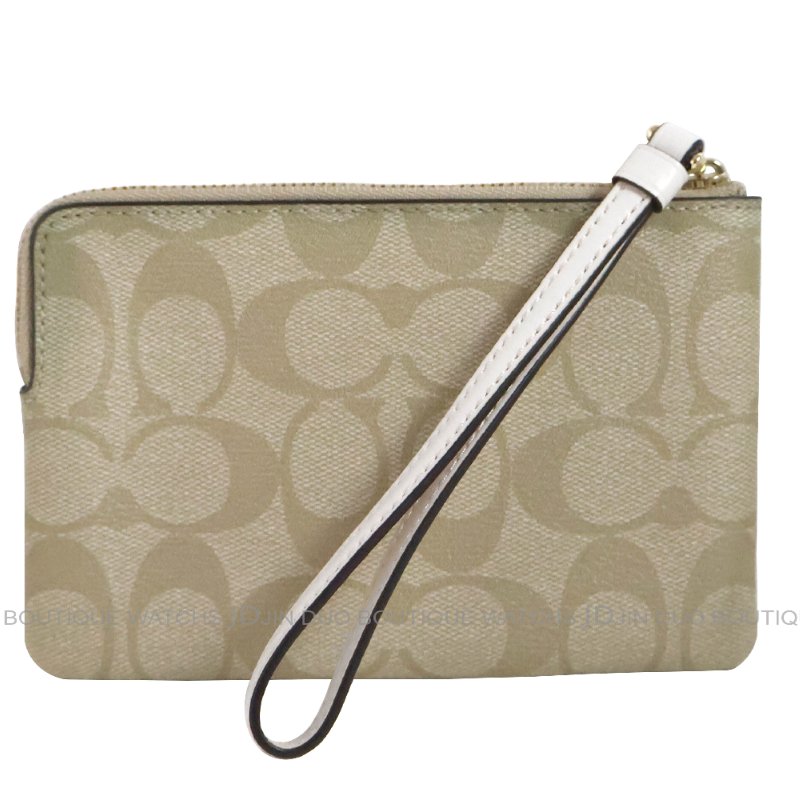 金鐸精品~2468 COACH 蔻馳 F58035卡其白色PVC經典C-LOGO圖紋小手拿包 全新品-1