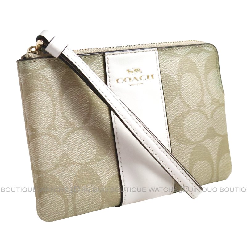 金鐸精品~2468 COACH 蔻馳 F58035卡其白色PVC經典C-LOGO圖紋小手拿包 全新品-2