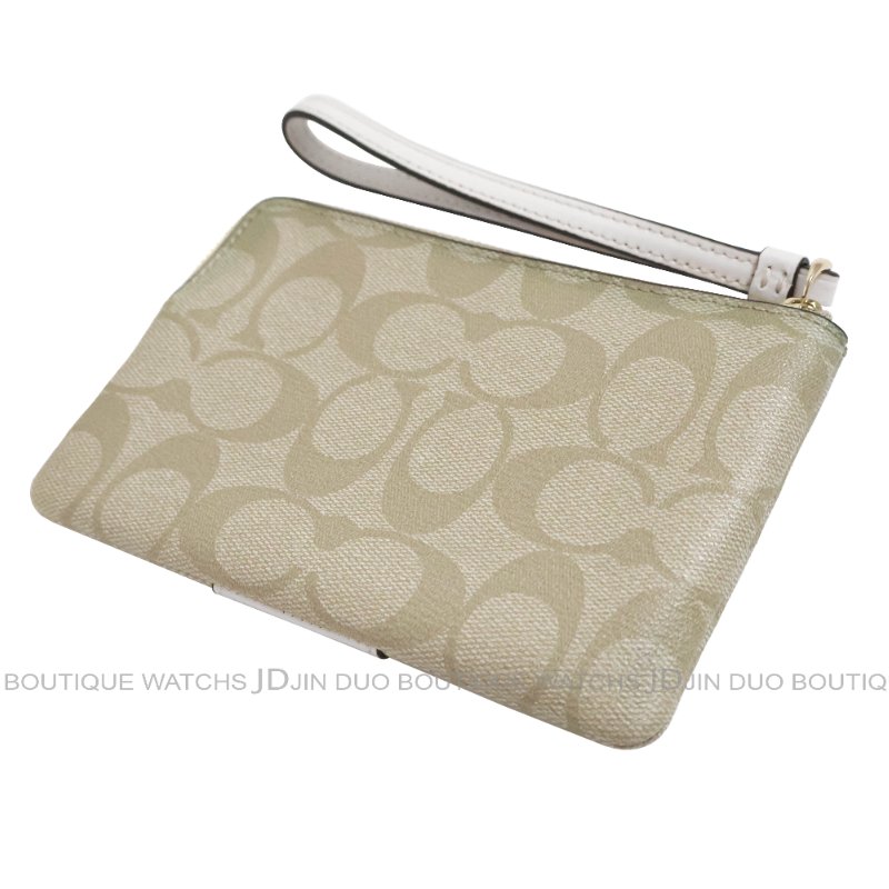 金鐸精品~2468 COACH 蔻馳 F58035卡其白色PVC經典C-LOGO圖紋小手拿包 全新品-5