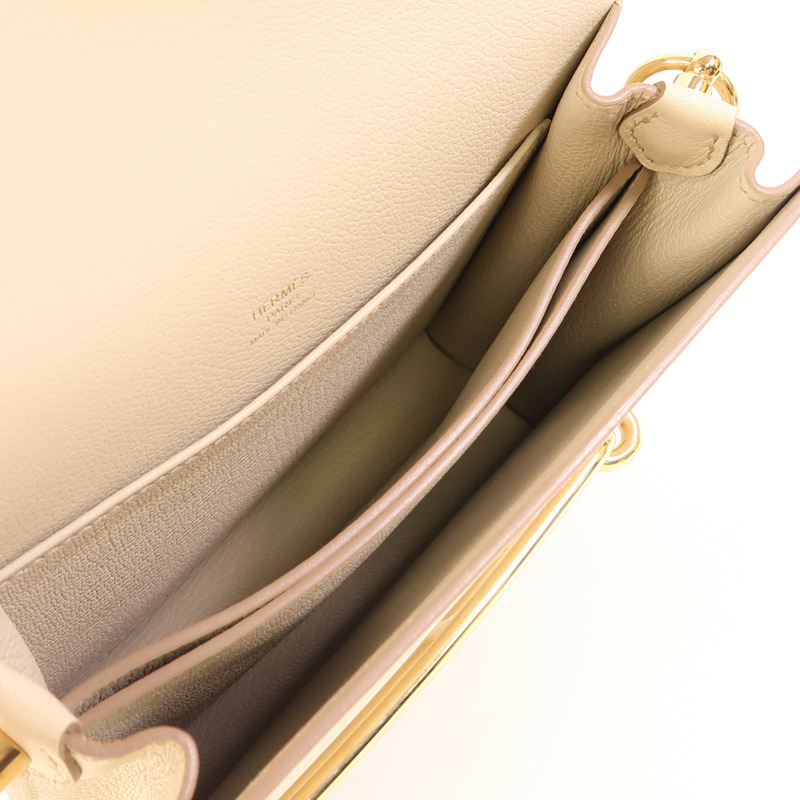 HERMES Evercolor皮革Mini Roulis金扣肩背袋Beton-9