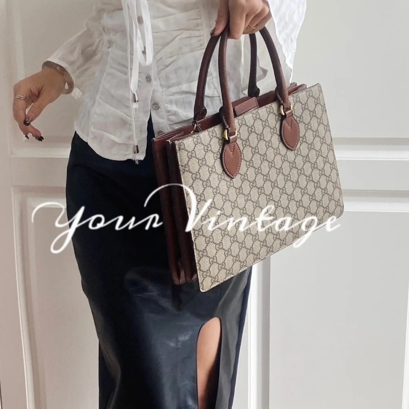 莉亞精品♡Gucci 兩用托特包焦糖色 九新-1