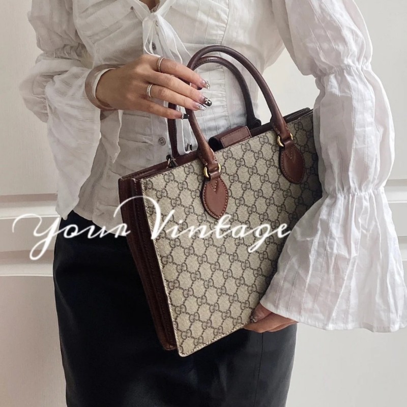 莉亞精品♡Gucci 兩用托特包焦糖色 九新-2