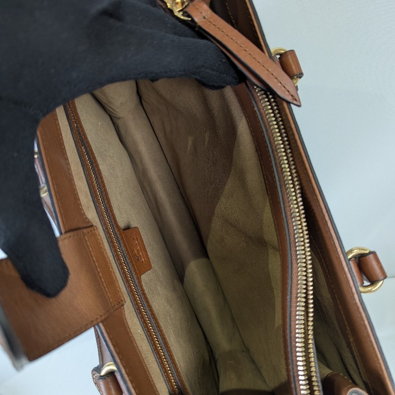 莉亞精品♡Gucci 兩用托特包焦糖色 九新-16