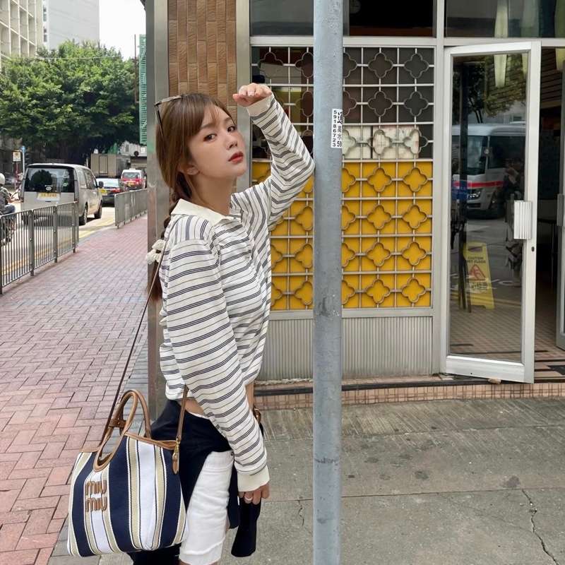 莉亞精品♡ Miumiu 條紋托特包 99新-2