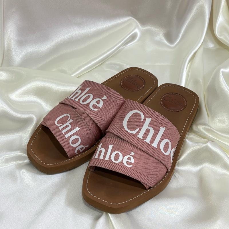 Chloe woody 編織拖鞋 粉色-0