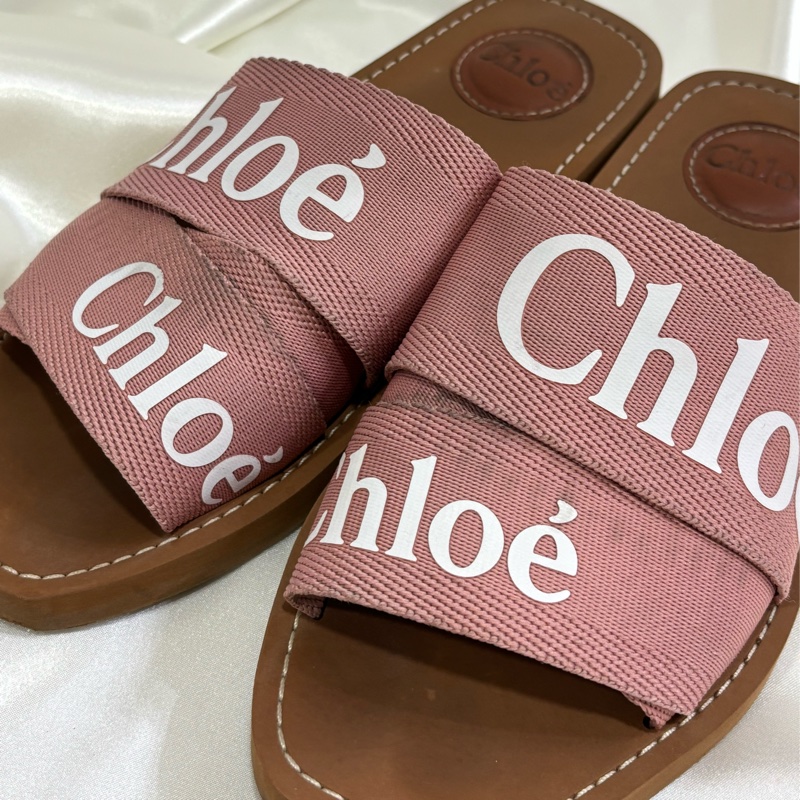 Chloe woody 編織拖鞋 粉色-1