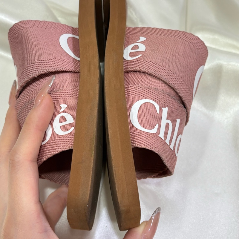 Chloe woody 編織拖鞋 粉色-4