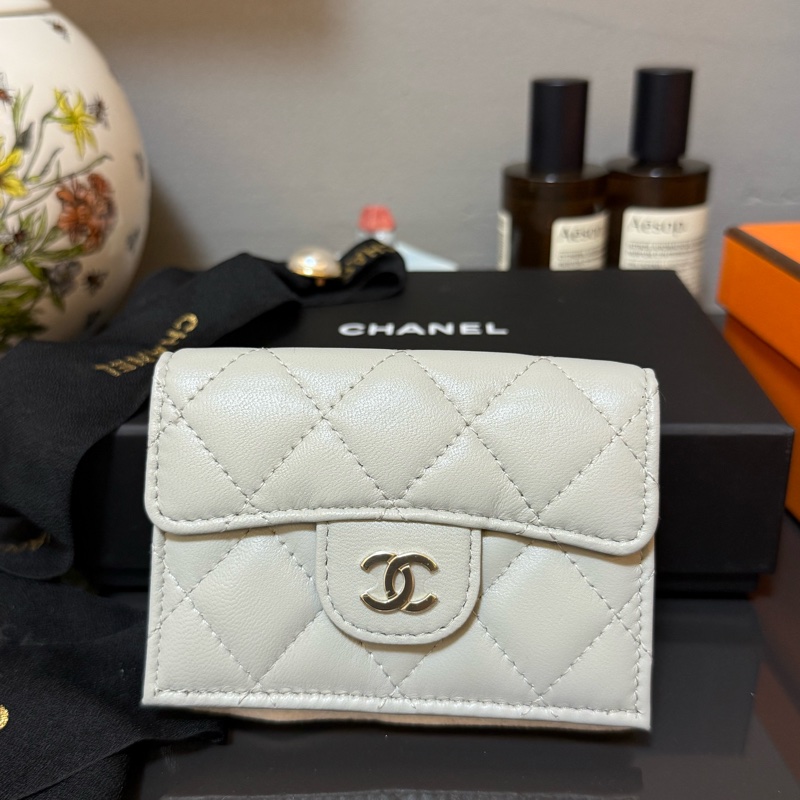 CHANEL 短夾 灰色 淺灰 灰藍-0