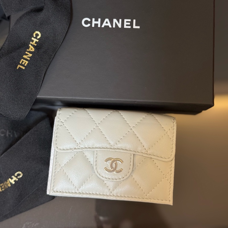 CHANEL 短夾 灰色 淺灰 灰藍-1