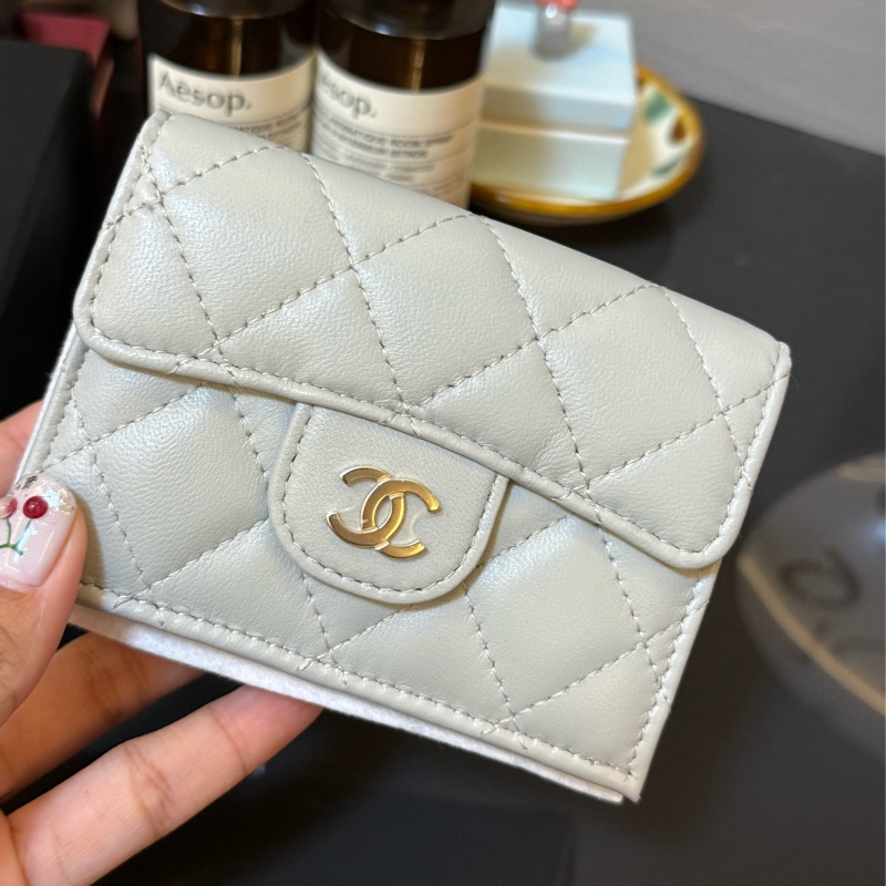 CHANEL 短夾 灰色 淺灰 灰藍-2