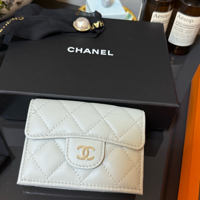 CHANEL 短夾 灰色 淺灰 灰藍-3