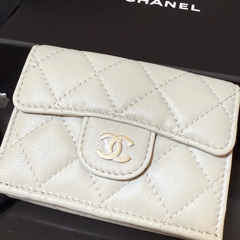CHANEL 短夾 灰色 淺灰 灰藍-4