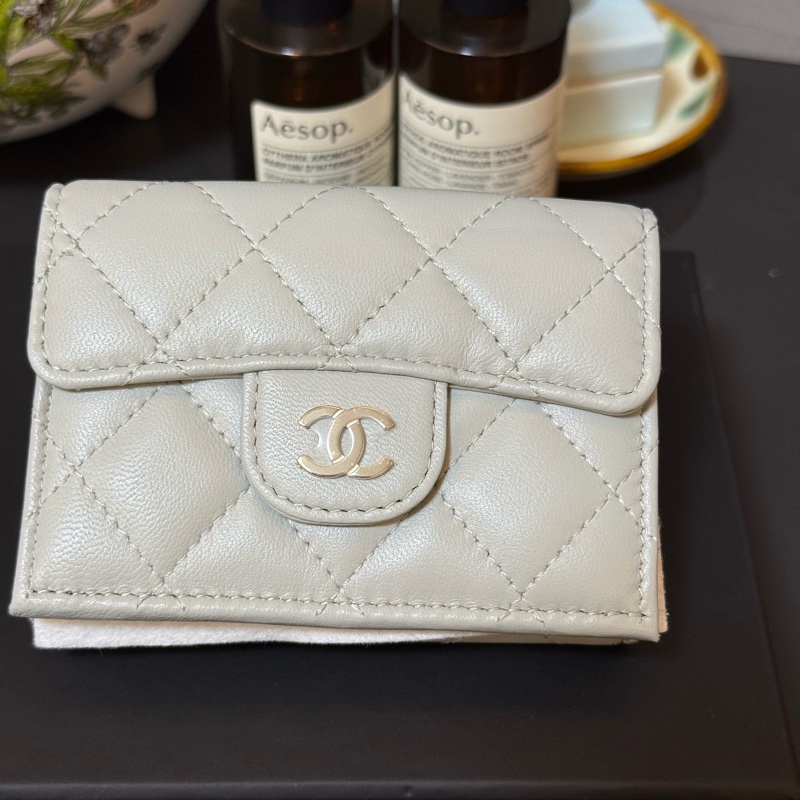 CHANEL 短夾 灰色 淺灰 灰藍-5