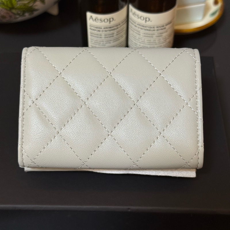 CHANEL 短夾 灰色 淺灰 灰藍-6