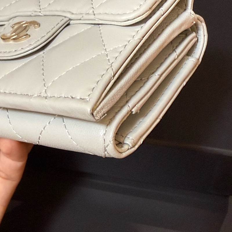 CHANEL 短夾 灰色 淺灰 灰藍-7