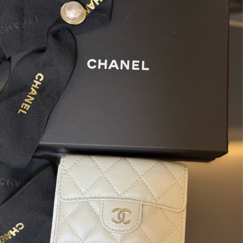 CHANEL 短夾 灰色 淺灰 灰藍-16