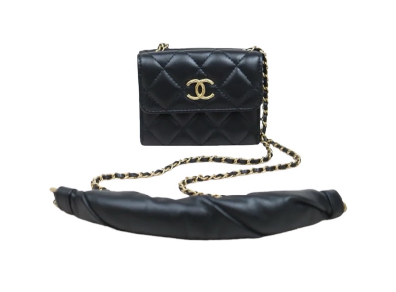 「JL精品代購」97 新 Chanel 香奈兒 黑金雙面小包-1