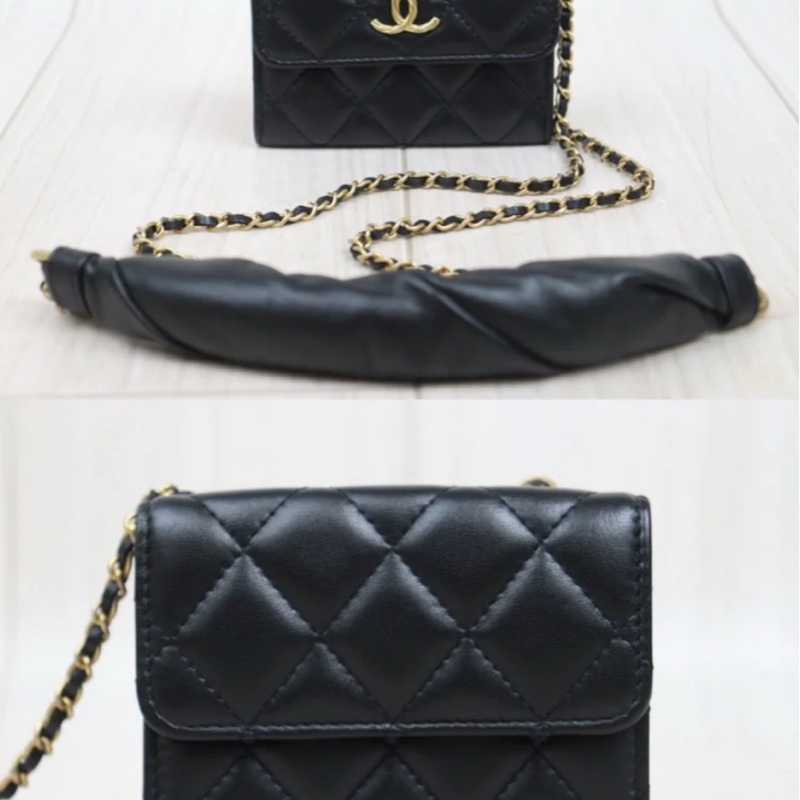 「JL精品代購」97 新 Chanel 香奈兒 黑金雙面小包-2