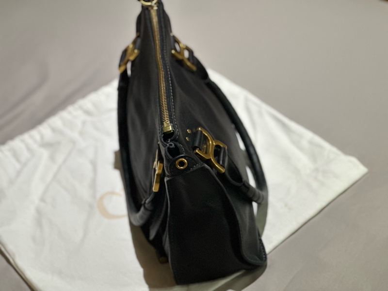 Chloé Marcie 粒面皮革手提包/肩背包(中號黑色）-6