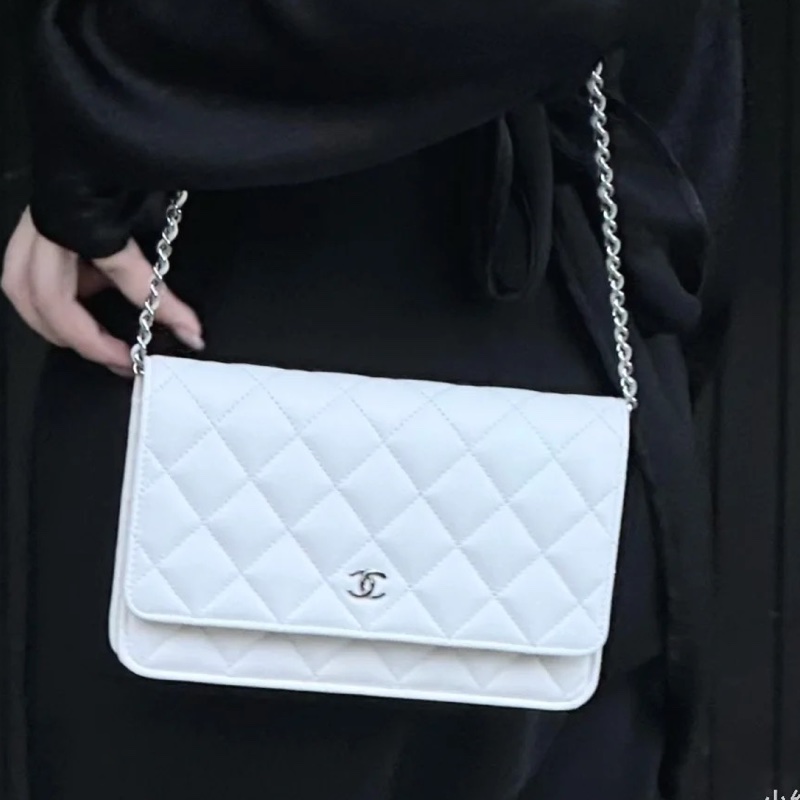 全網最低價😍Chanel白金菱格紋荔枝皮Woc發財包單肩斜挎包🤍-2