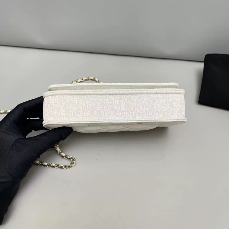 全網最低價😍Chanel白金菱格紋荔枝皮Woc發財包單肩斜挎包🤍-7