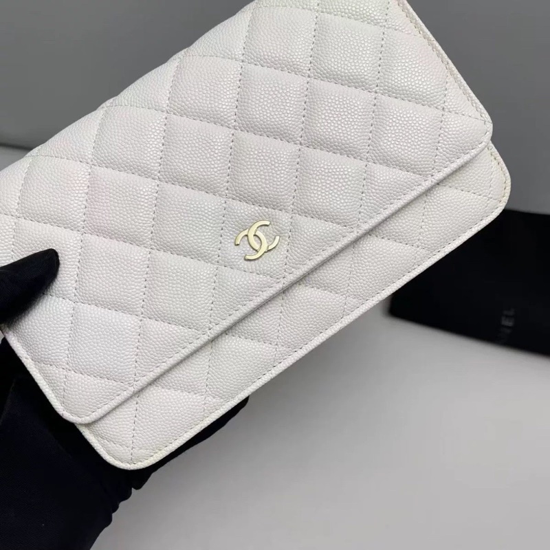 全網最低價😍Chanel白金菱格紋荔枝皮Woc發財包單肩斜挎包🤍-9