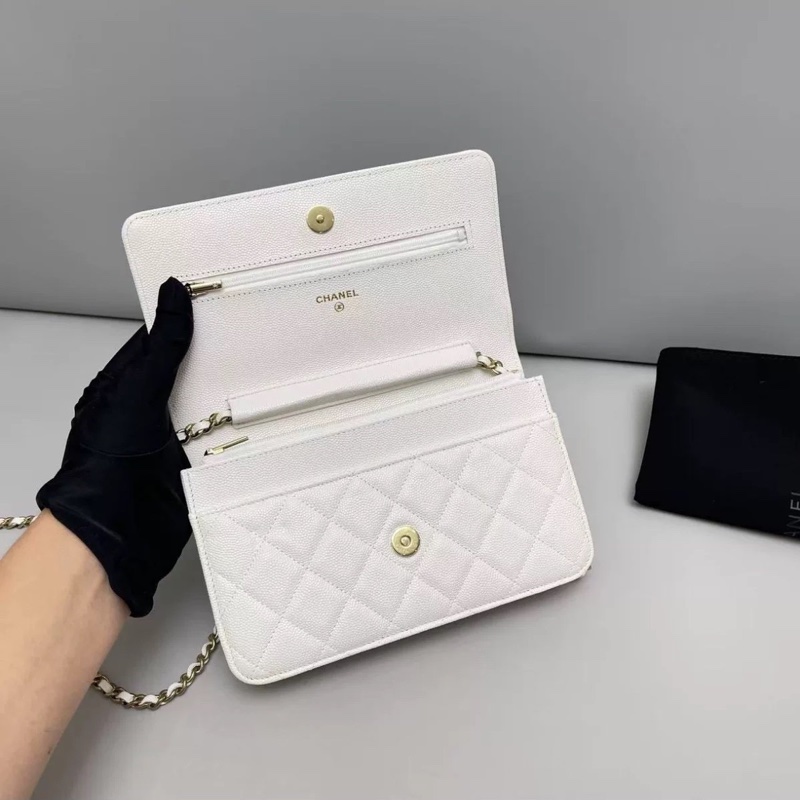 全網最低價😍Chanel白金菱格紋荔枝皮Woc發財包單肩斜挎包🤍-10