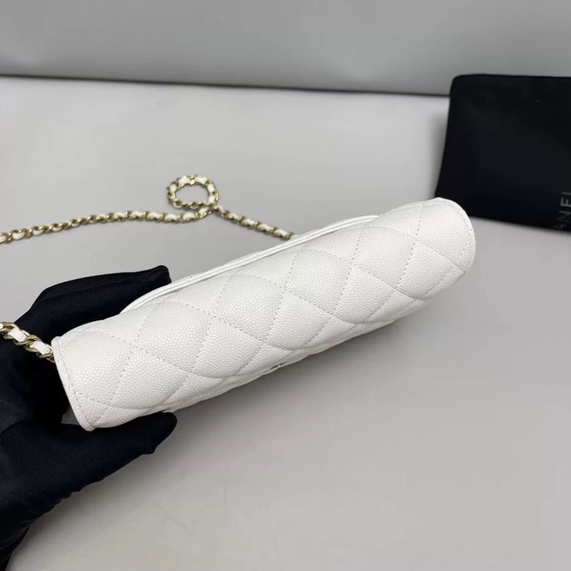 全網最低價😍Chanel白金菱格紋荔枝皮Woc發財包單肩斜挎包🤍-11