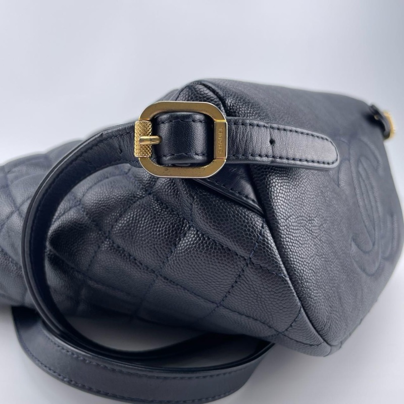 「JL精品代購」9新香奈兒薩爾茲堡深藍金牛皮抽繩雙肩包-6