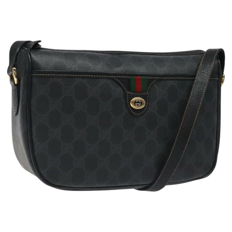 【日本直送】GUCCI GG Supreme Web Sherry Line 單肩包 PVC 黑色 89 02 077 正品 117764-0