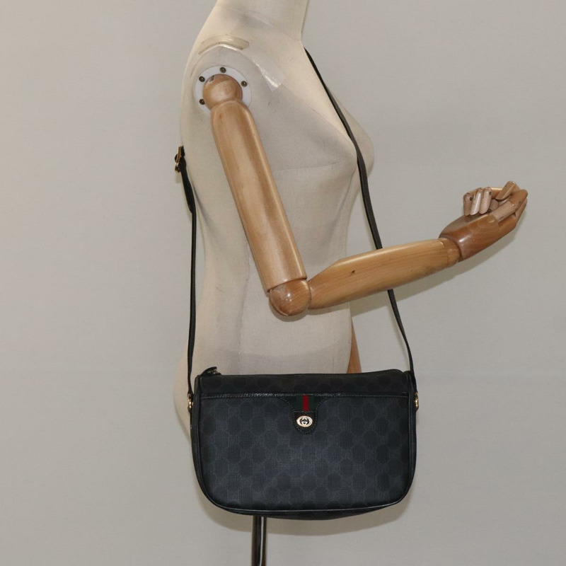 【日本直送】GUCCI GG Supreme Web Sherry Line 單肩包 PVC 黑色 89 02 077 正品 117764-23