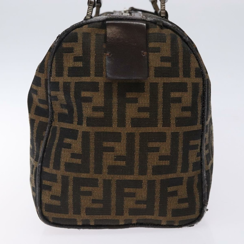 【日本直送】FENDI Zucca 帆布手提包 棕色 黑金 正品 132560-3