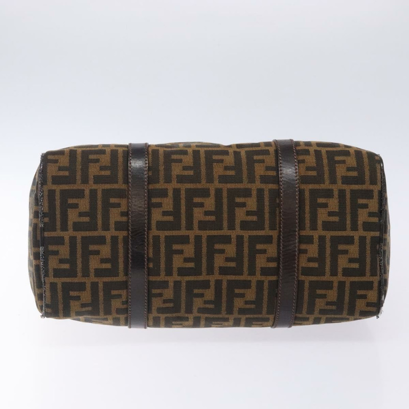 【日本直送】FENDI Zucca 帆布手提包 棕色 黑金 正品 132560-4