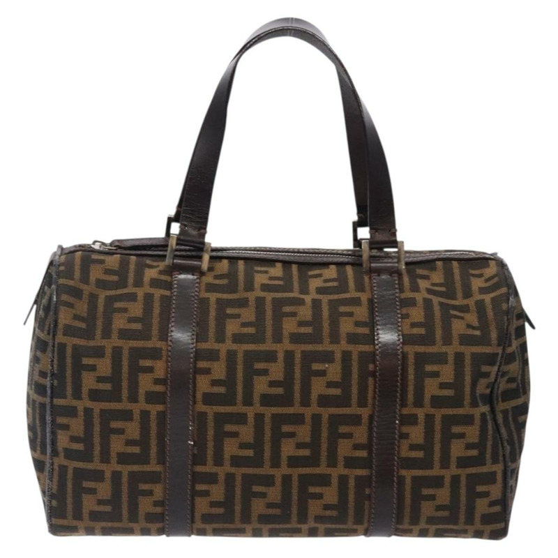 【日本直送】FENDI Zucca 帆布手提包 棕色 黑金 正品 132560-12
